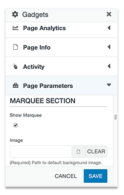 marquee section in page parameters