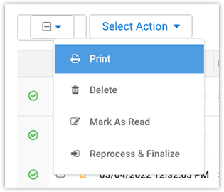 select action and print