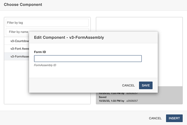 formassembly component form ID dialog box