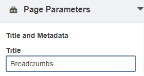 Title text field under page parameters