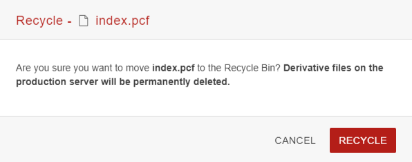 Recycle pop up to recycle or cancel