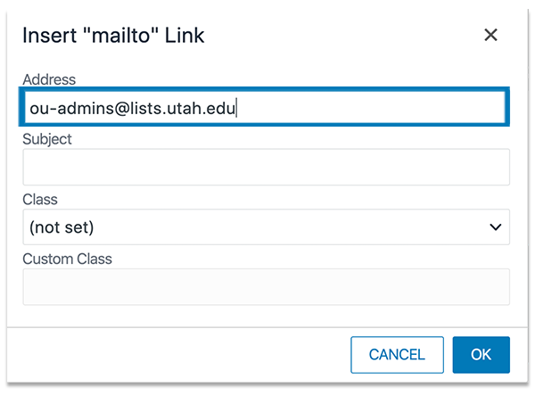 mailto dialog box