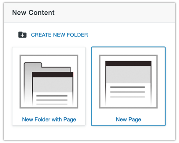 new content new page dialog box