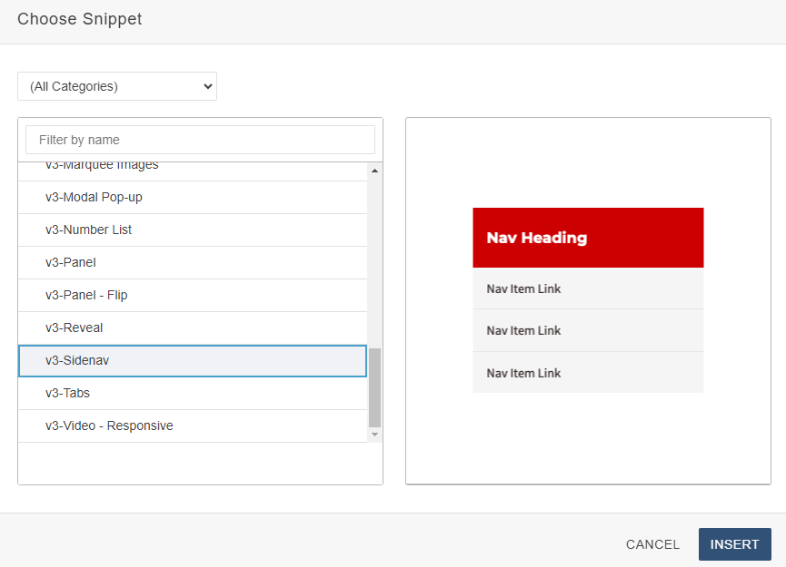 In-line side navigation option