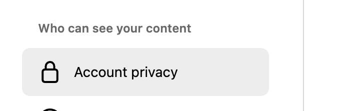 account privacy section