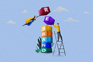 colorful building blocks spelling "rebrand". Pixabay image by Brimbus Production Pvt Ltd