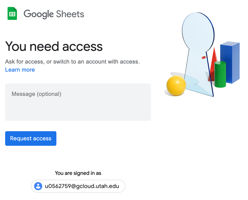 screenshot of Google's You need access page
